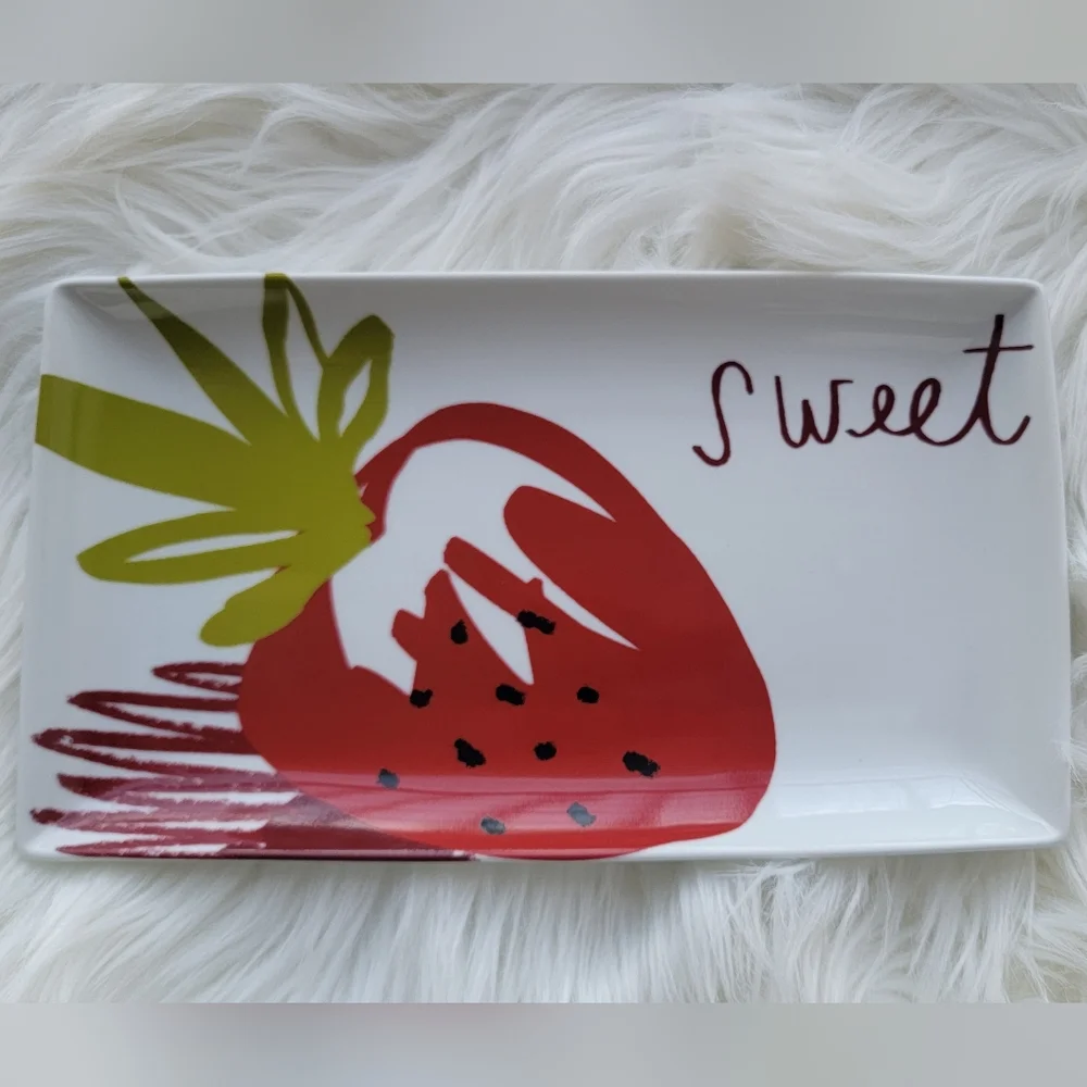 CRATE & BARREL 4 Snack/Appetizer Rectangle Plates Sweet, Sour, Spicy, Salty